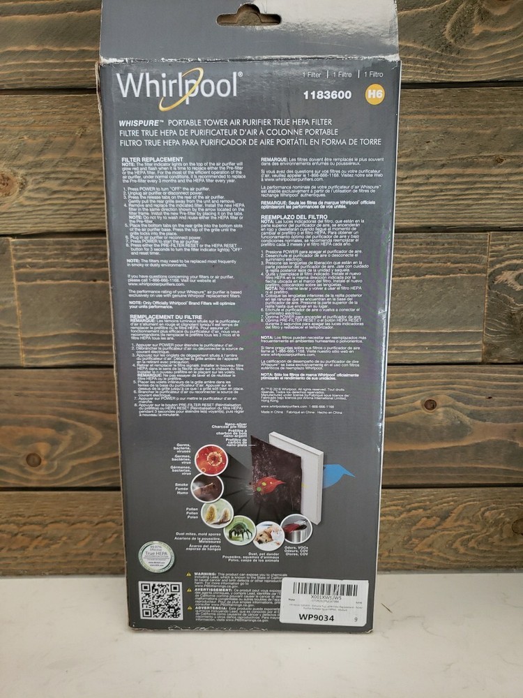 Whirlpool WP9034 Tower HEPA Replacement Filter (1183600) sealed