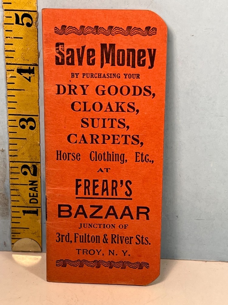 Wm. H. Frear's Bazaar Troy N.Y. Drygoods notebook, unused