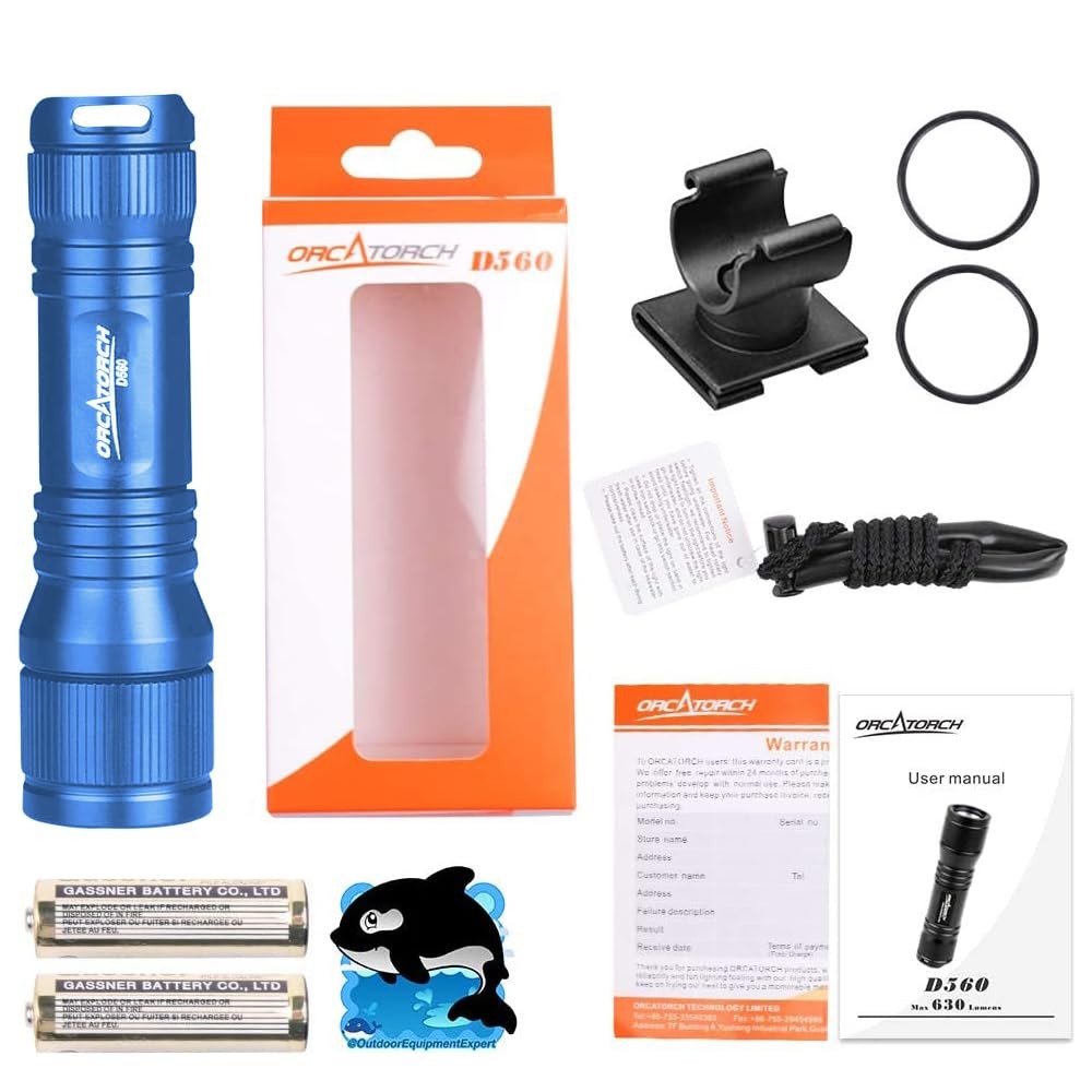 ORCATORCH D560 Mini Scuba Dive Light Headlamp 650 Lumens Mask Flashlight