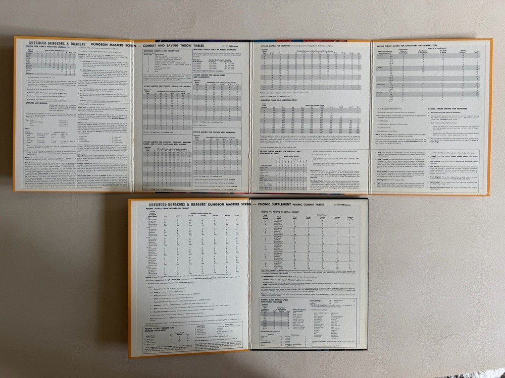 Dungeon Master Screens Dungeons & Dragons AD&D TSR 9024 1981