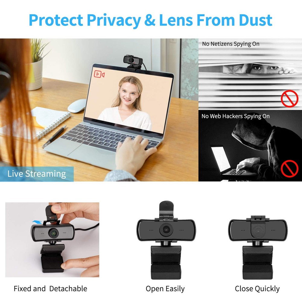 2040x1080 High Resolution HD Desktop Webcam with Microphone for PC Computer M...