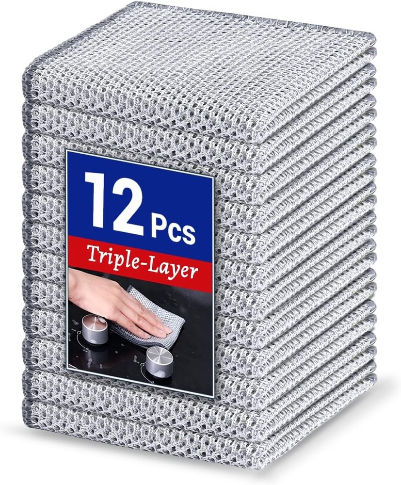 12 PCS 3-Layer Non-Scratch Multipurpose Steel Wire Dishcloth