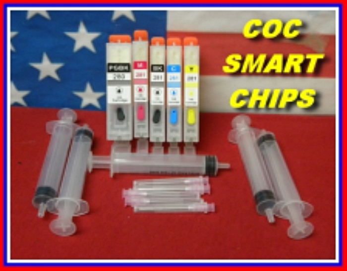 Canon Empty Refillable PGI 280, CLI 281 Cartridges 5 Color Set With Smart Chip