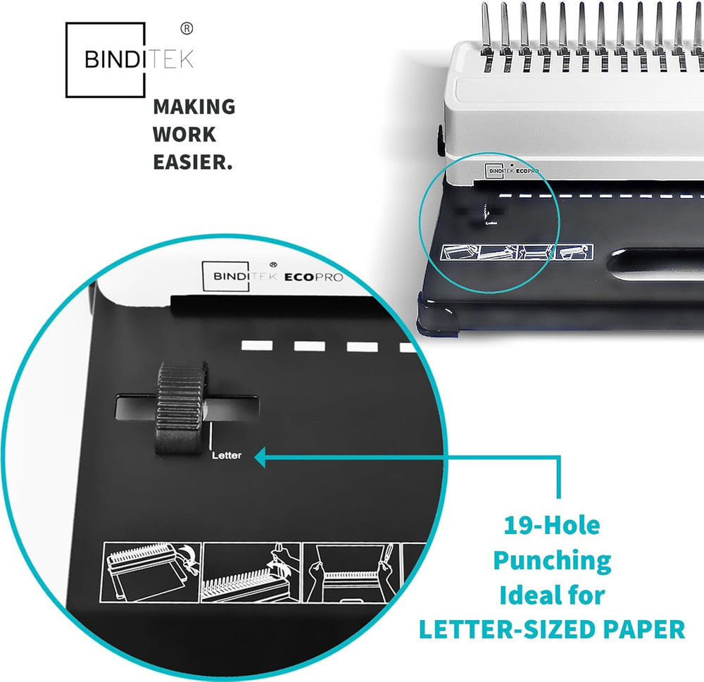 Binding Machine, 19-Hole, 450 Sheets, Comb Binder Machines with 100 PCS 1/2" Com