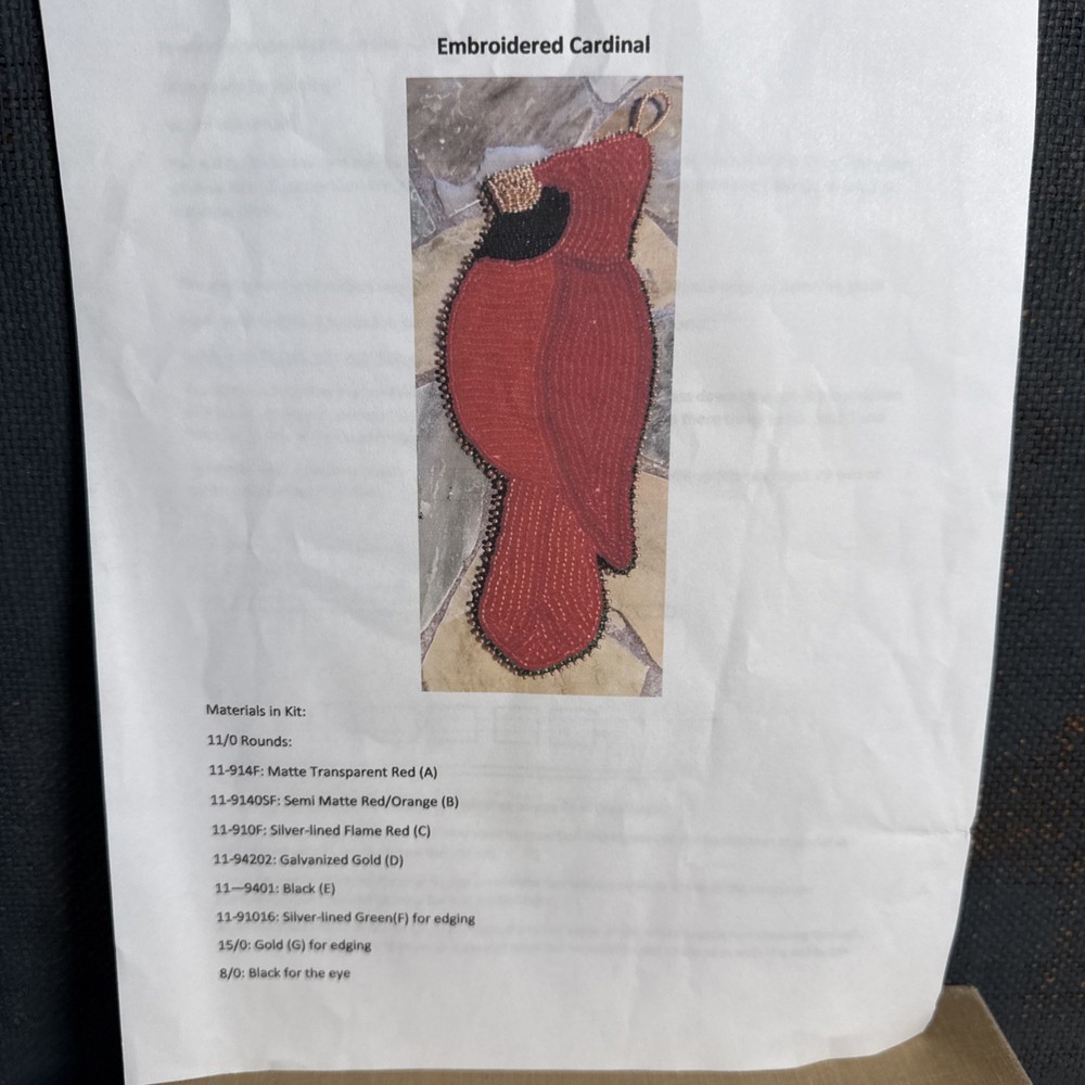 Beading/embroidery Basics Edge Stitch Kit Cardinal Ornament