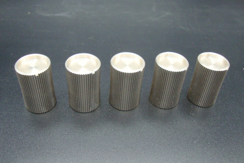 VINTAGE ALUMINUM STEREO CONTROL KNOBS (Qty 5)