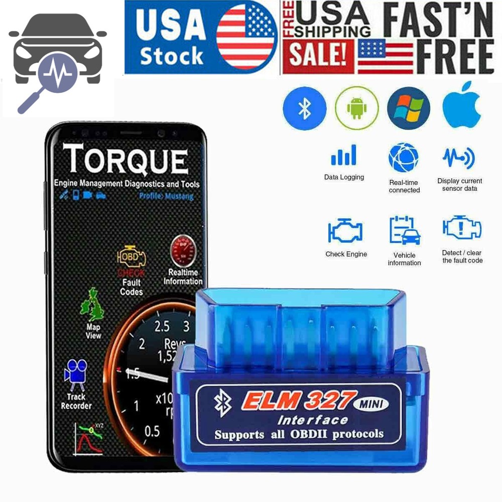 Car Bluetooth OBD2 Scanner ELM327 Code Reader For iOS & Android phone