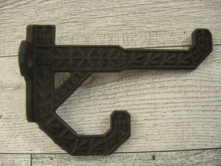 Antique Victorian Cast Double Coat & Hat Hook Wall Mount Embossed