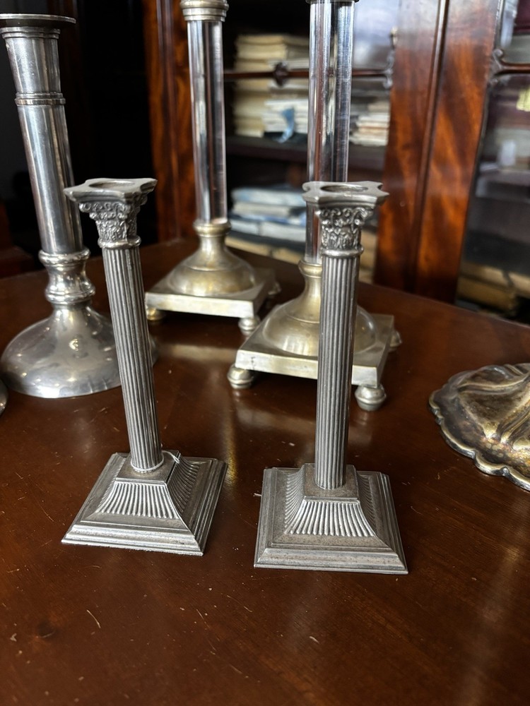 Collection Of Silver Plate Candlesticks