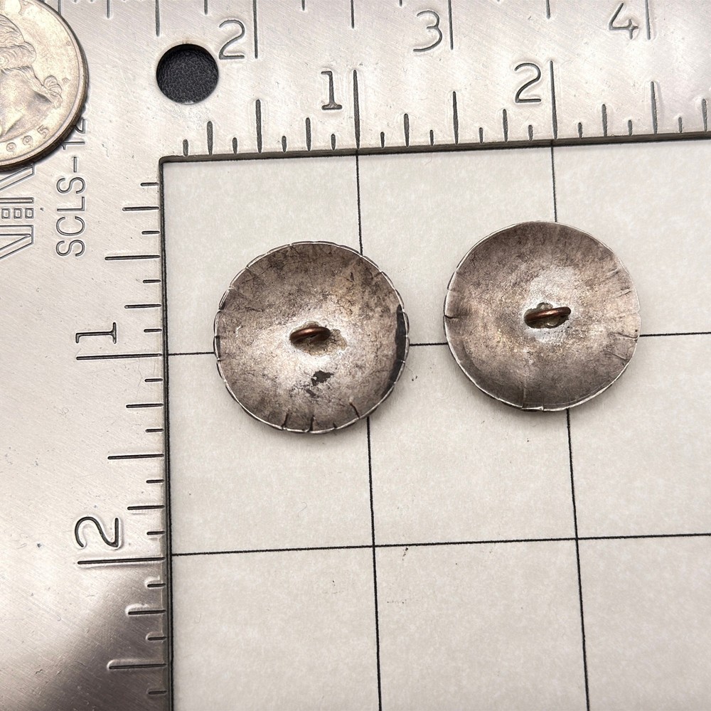 Vintage Navajo Native Concho Hand Stampwork Silver Button 1" - Two 2