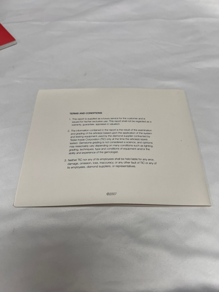 Philip Stein Diamond Certificate