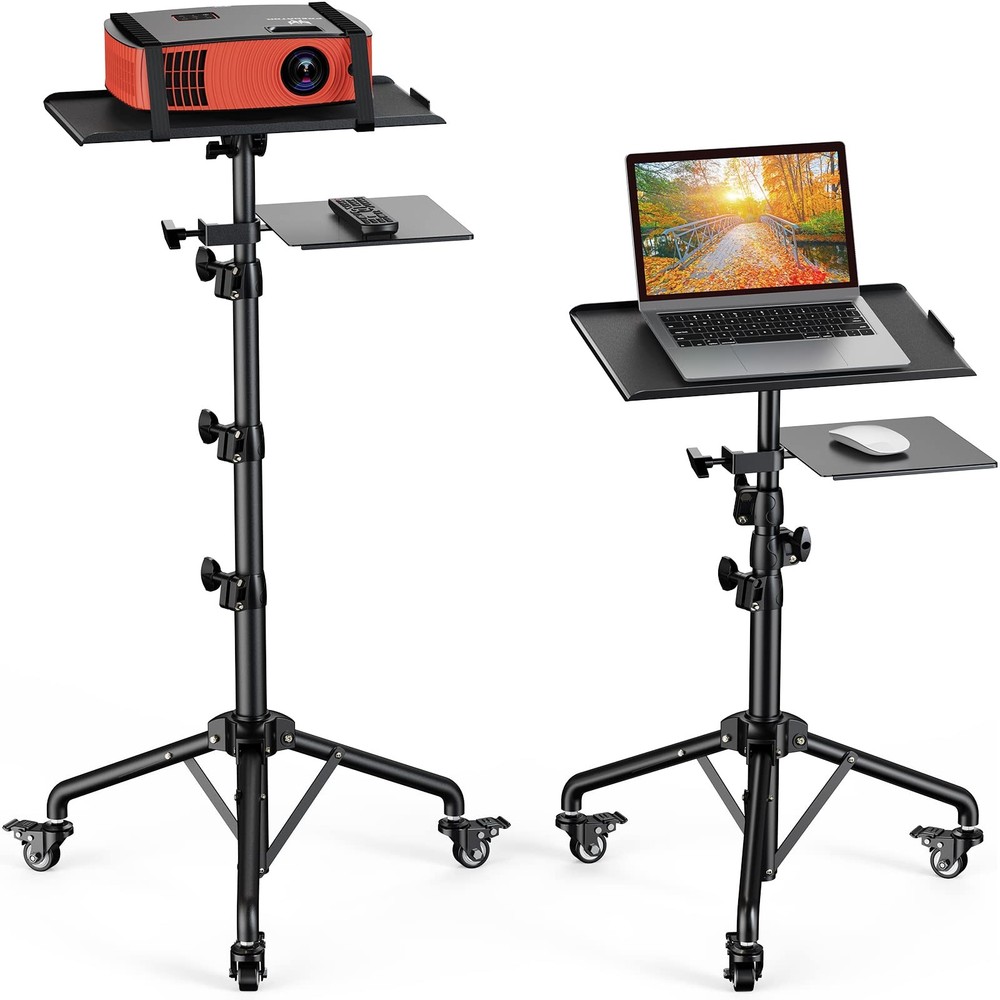 Amada Projector Stand with Wheels, Height Adjustable Rolling Stand with Mouse...