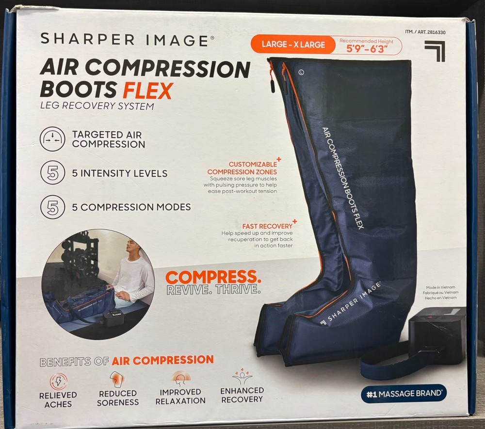 Sharper Image Air Compression Boots Flex Leg Recovery System - Multiple Sizes!