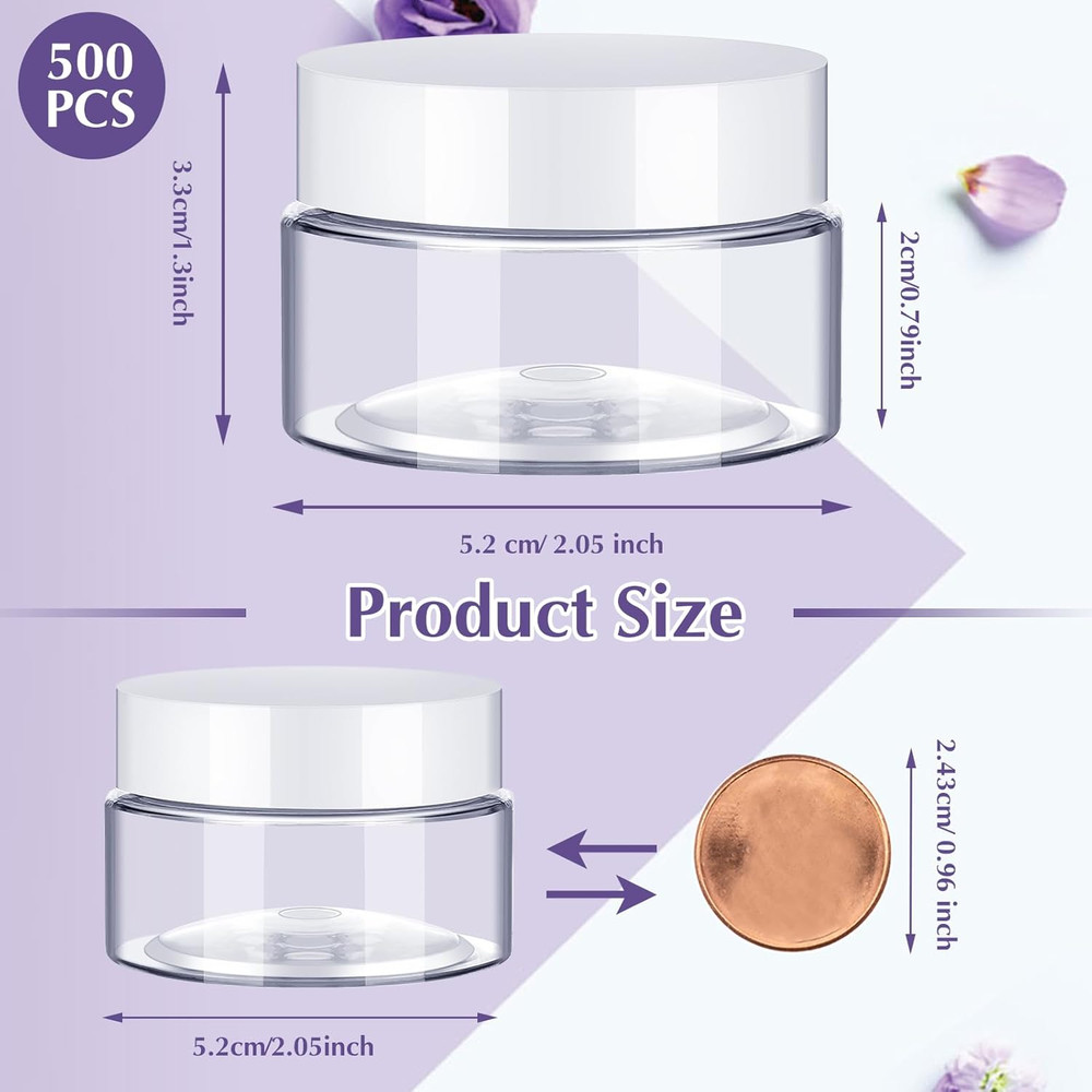 500 Pcs Plastic Jars Bulk Empty Cosmetic Container Jars with Lids Leak Proof rou