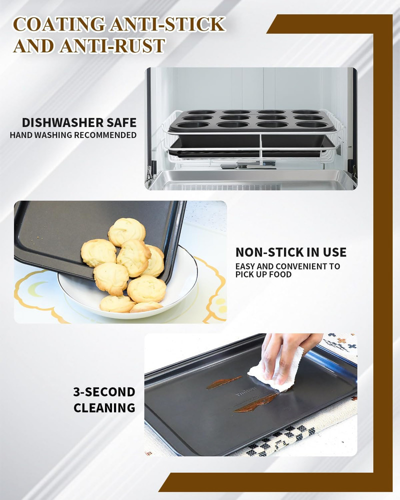 Nonstick Baking Pans Set, 19 PCS Stackable Bakeware Sets, Oven Pan Set Includes