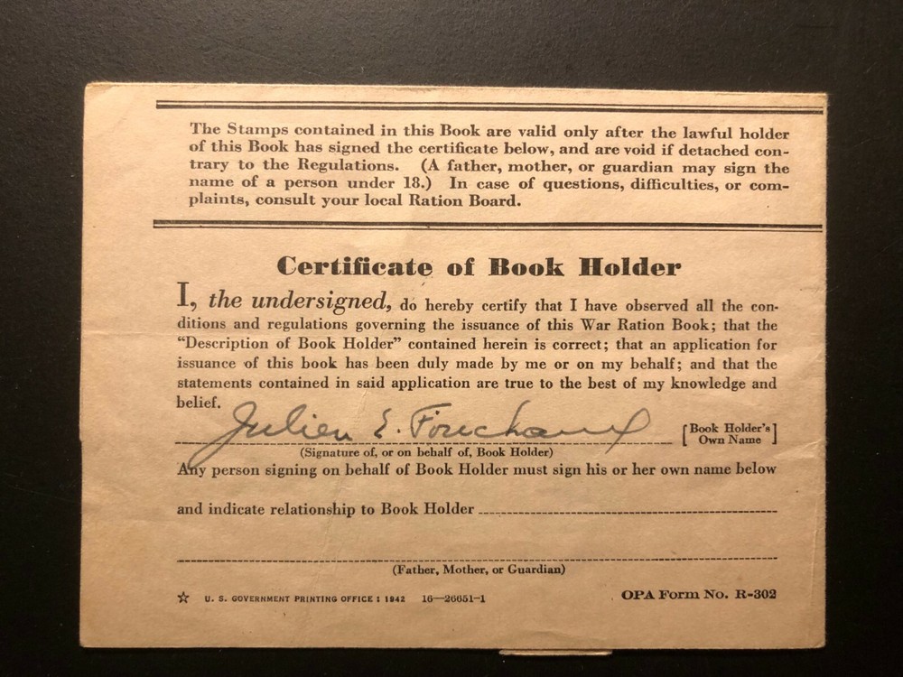 Rare WWII War Ration Book one: September 6, 1943