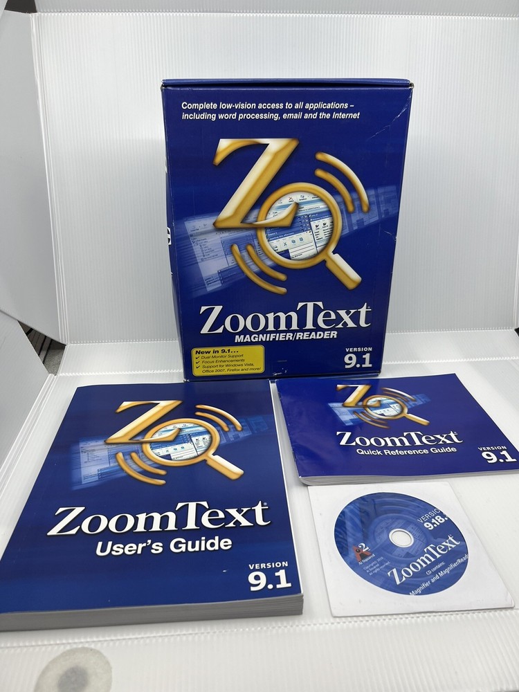 ZoomText Magnifier Reader Version 9.1 For Windows Vista,XP or 2000- Open Box