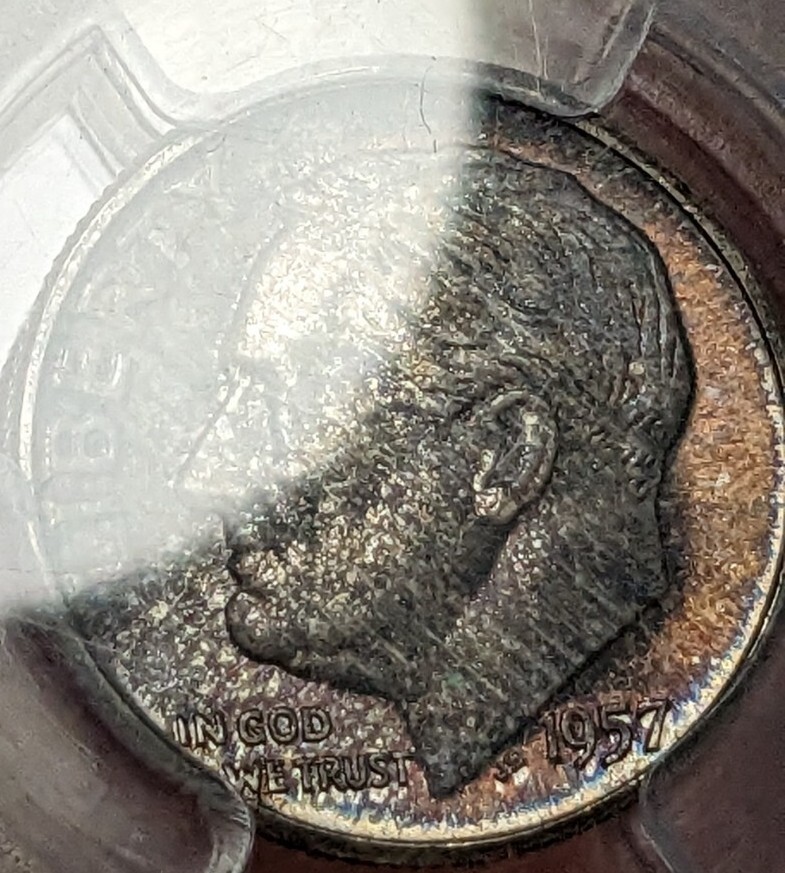 1957 - P - Roosevelt Silver Dime - PCGS - MS 66 - Toned