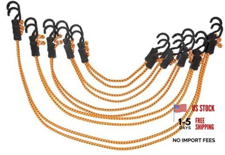 MABC-ASMT All- Purpose Bungee Cords with Hooks, Assorted Adjustable
