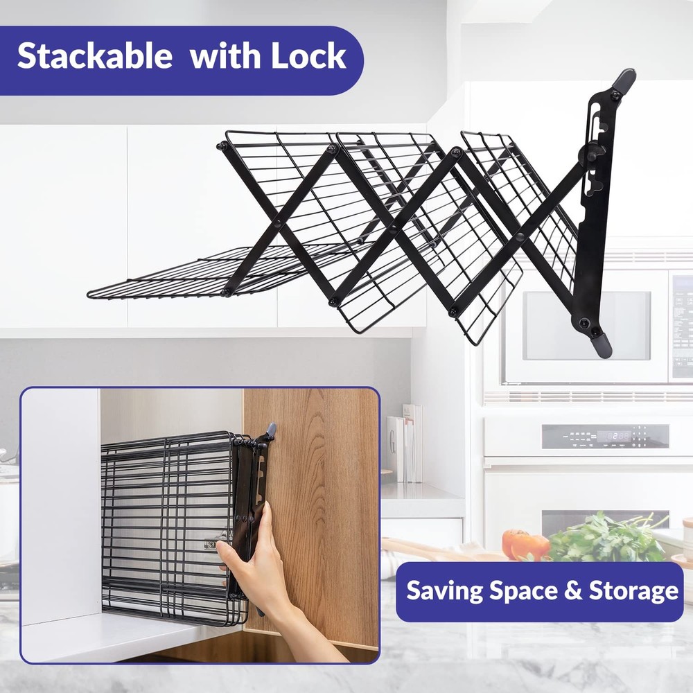 2/3/4-Tier Upgraded Collapsible Cooling Rack with Adjustable 3 Setting Design...