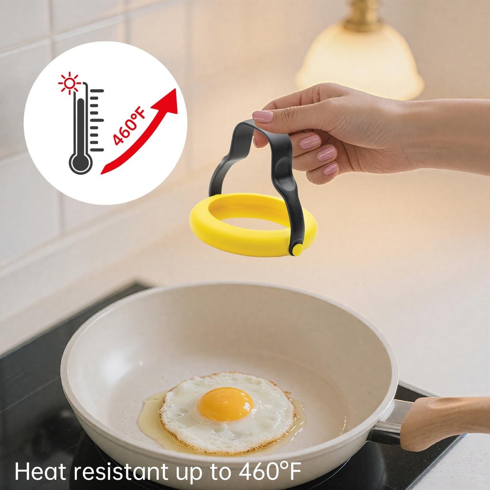 4 Pack Silicone Egg Rings for Cooking Nonstick Fried Egg Molds Reusable
