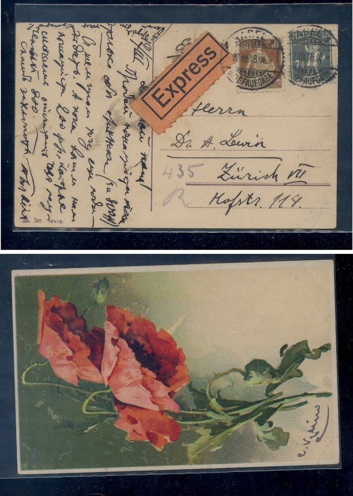 Switzerland  express  post  card  local use   1916