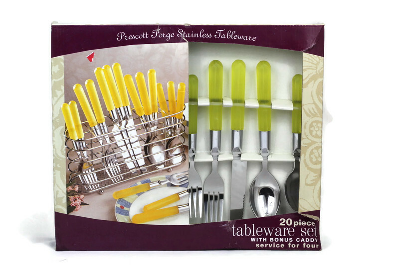 Prescott Forge Stainless Flatware Tableware Set w/ Bonus Caddy Service For Four