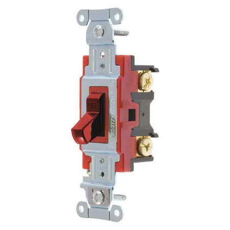 Bryant 4901Bred Wall Switch, 20A, Red, 1-Pole Type, Toggle