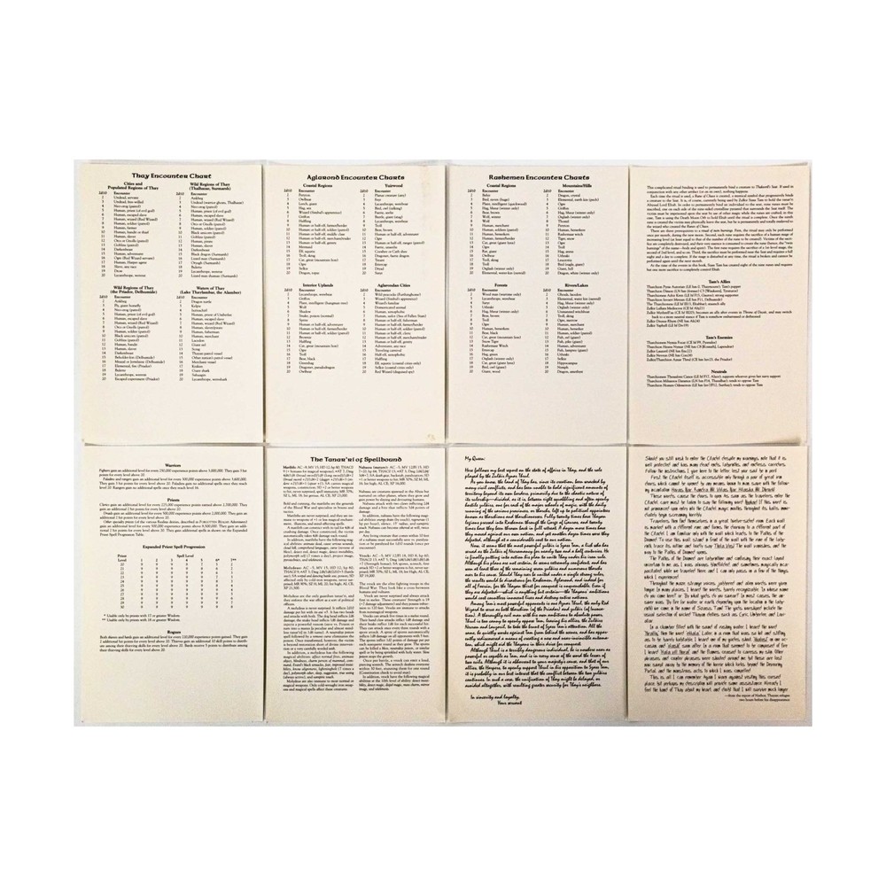 TSR Forgotten Realms Misc Spellbound - Reference Cards Only! VG+