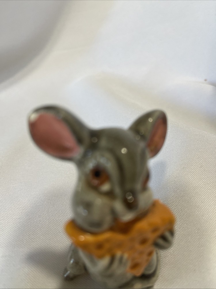 Vintage Mouse Ceramic Mouse Hand Painted Holding Cheese