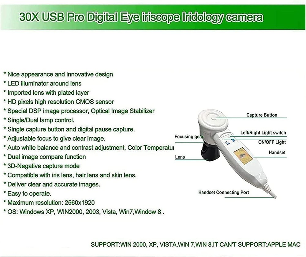 Iris Analyzer Iridology Camera Body Health Analysis Camera with Iris Software US