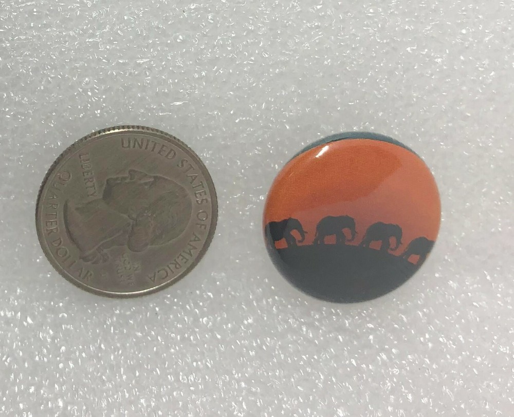 Walking Elephants Button Pin