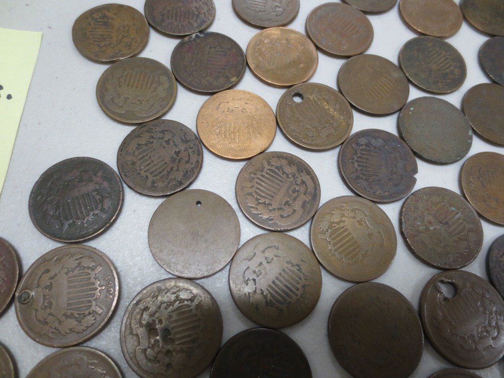 (79) Assorted Dates Two Cent Pieces (AG / Damaged)