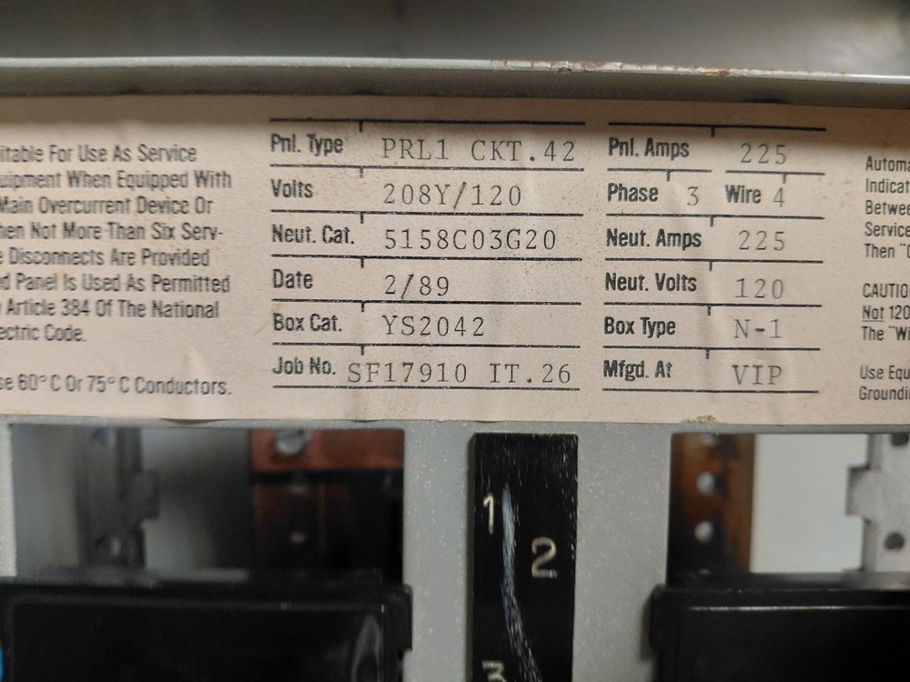 Westinghouse 225 Amp Panel, PRL1