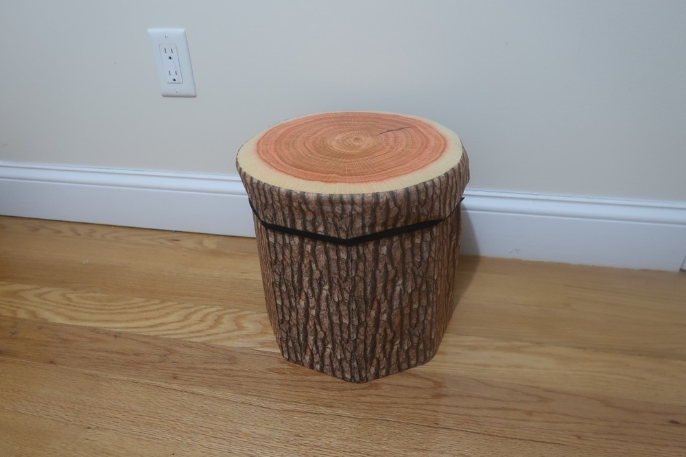 CHEFAN Fruit Storage Stool Ottoman, Tree Stump Stool, Folding Storage Box