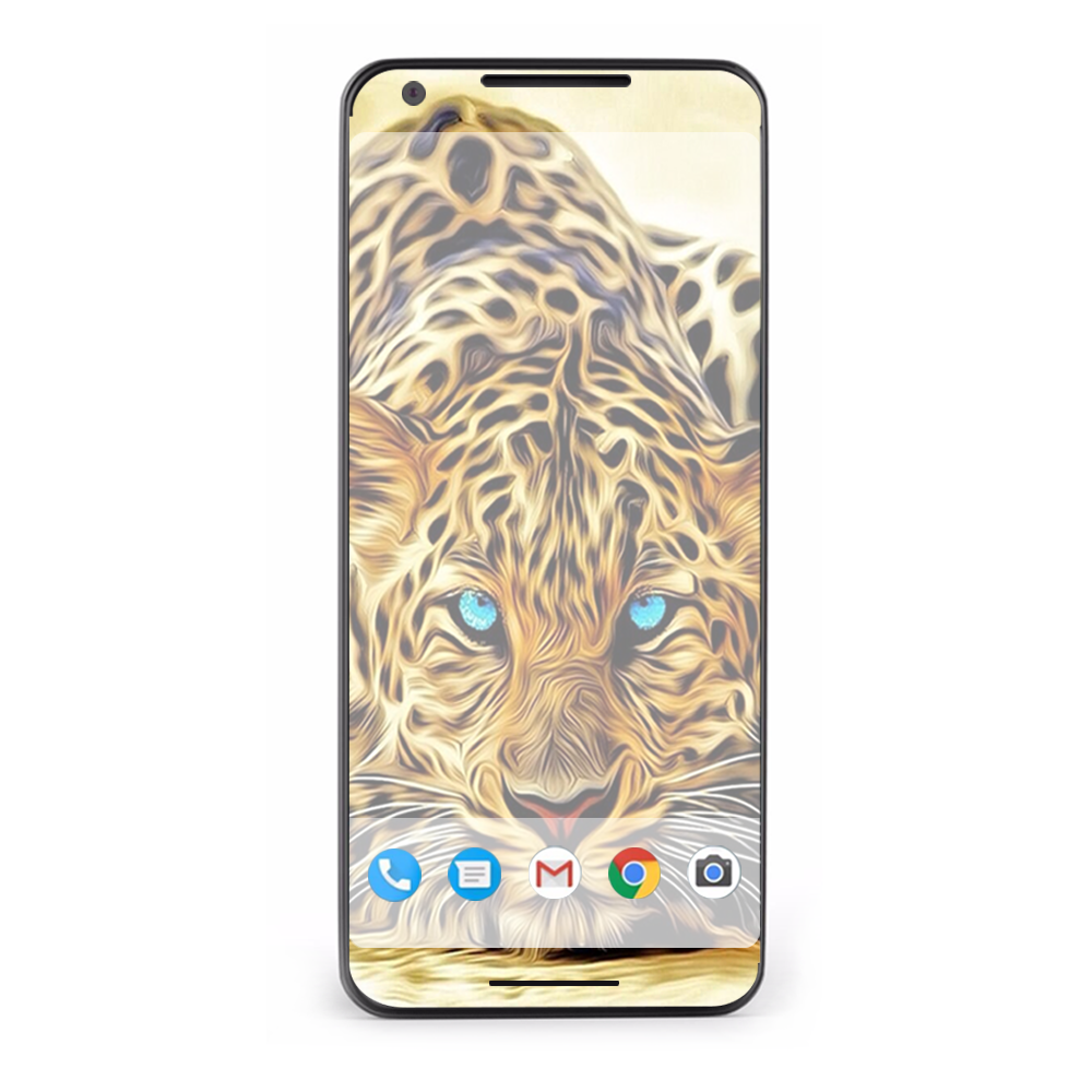 Google Pixel 2 Skins Decal Wrap Leopard with Blue Eyes