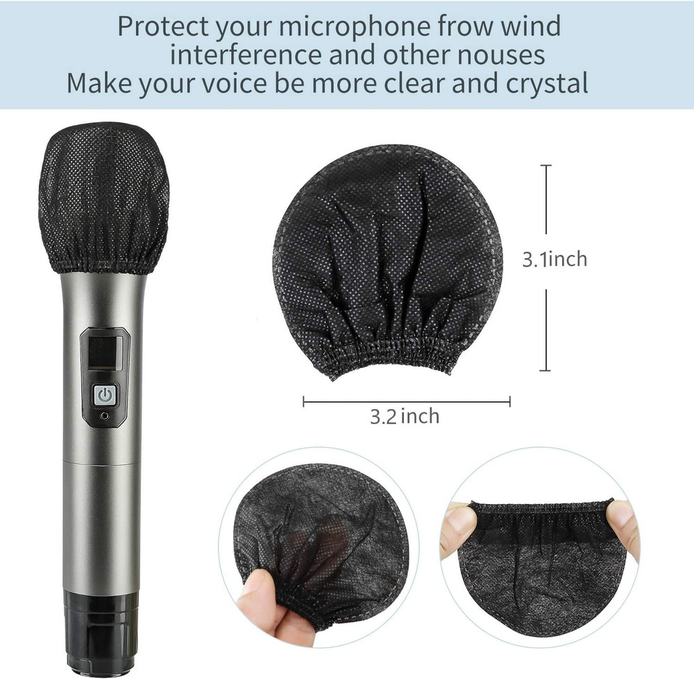 200 Pcs Disposable Microphone Cover Non-Woven Handheld Microphone Windscreen Pro