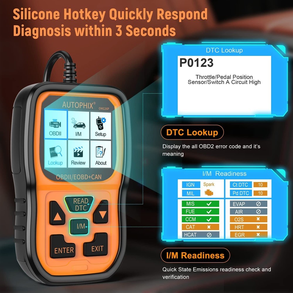 AUTOPHIX OBD2 Scanner Enhanced OM126P Vehicle Code Reader Auto Diagnostic Tool
