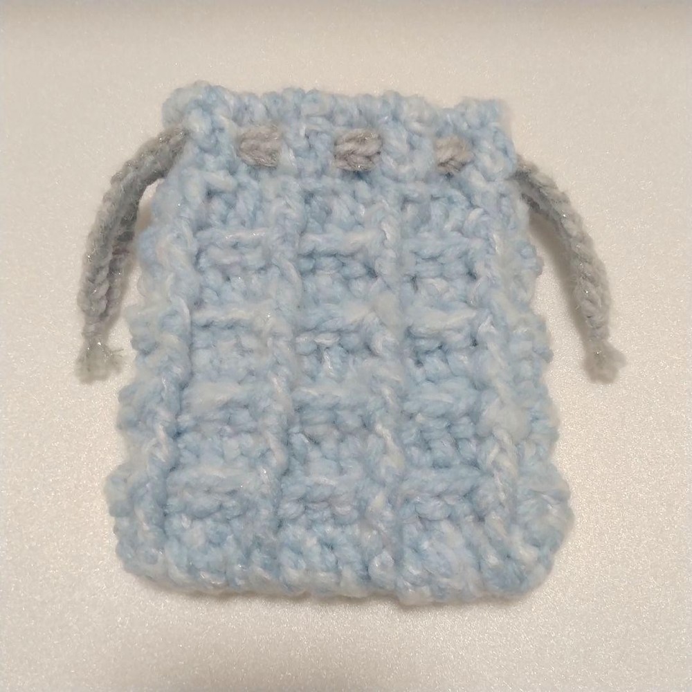 Waffle Knit Drawstring Bag (handmade)