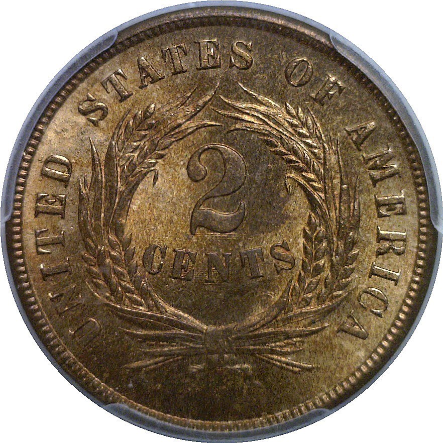 1865 Two Cent Piece PCGS MS-66+ RB CAC