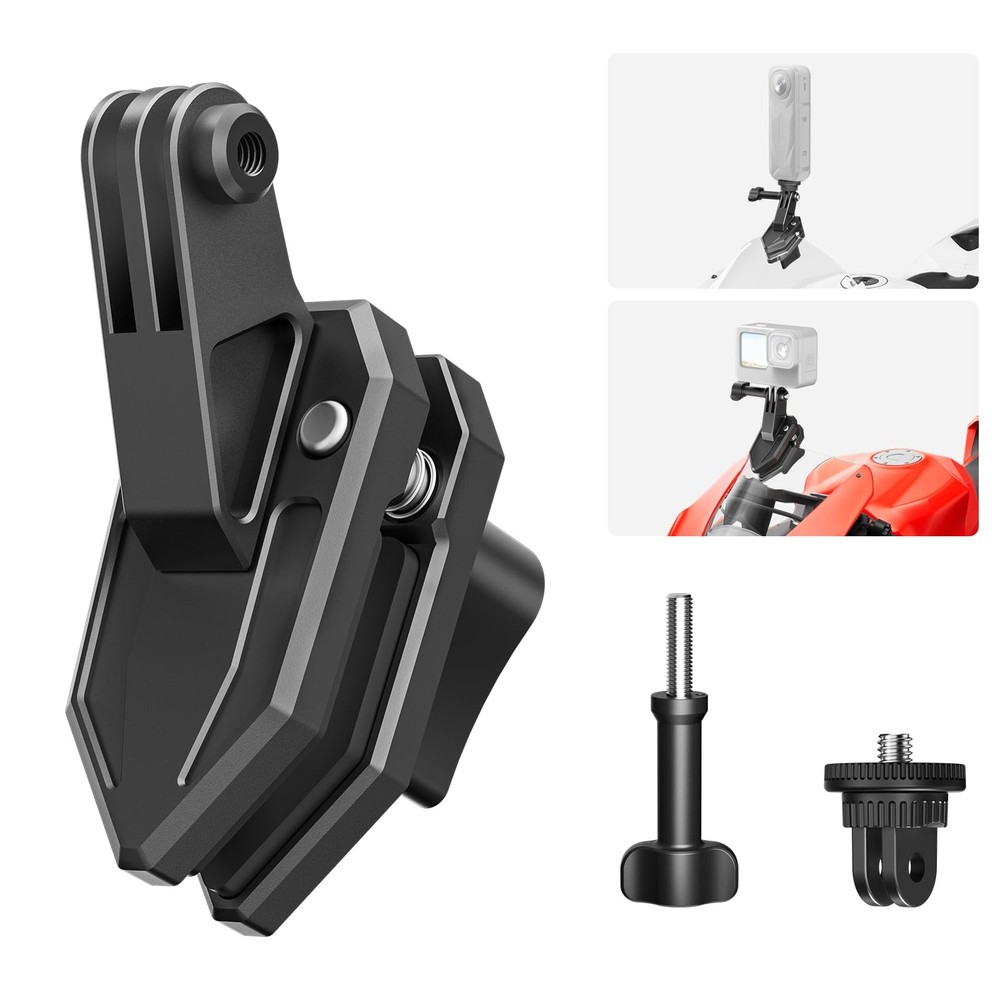 Maectech Motorcycle Windshield Clip Camera Mount for Black and Silver