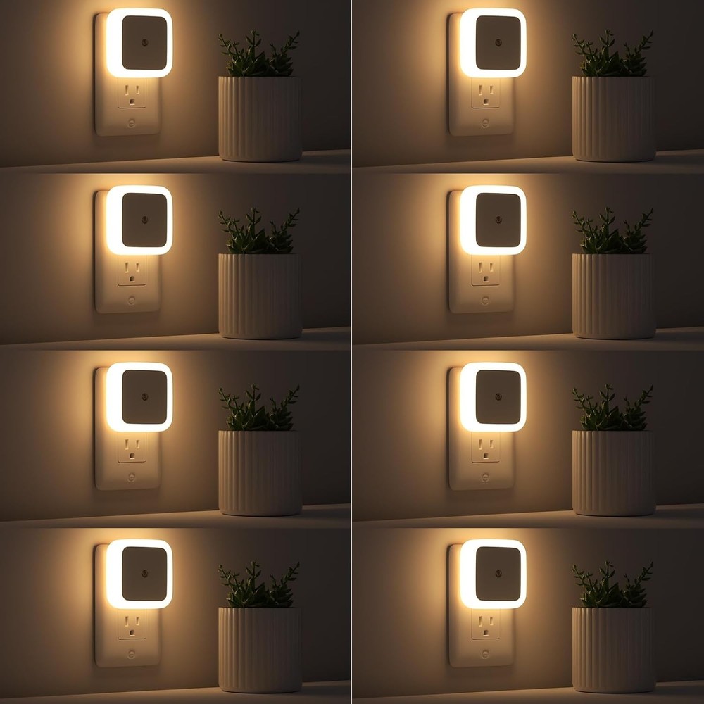 Automatic Dusk to Dawn Sensor Night Lights - 8 Pack Warm White Illumination