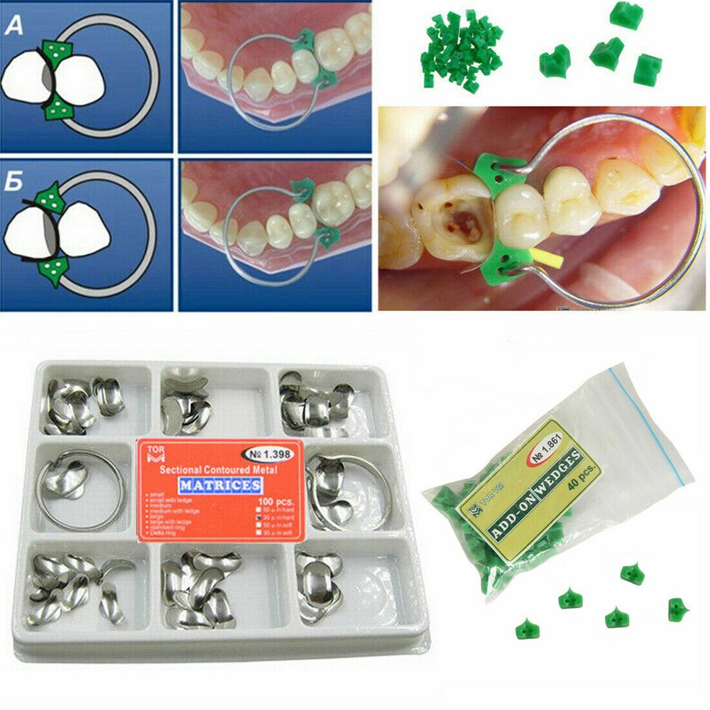 Dental Matrix Bands Metal Sectional Contoured Matrices clamps and Add-On Wedge