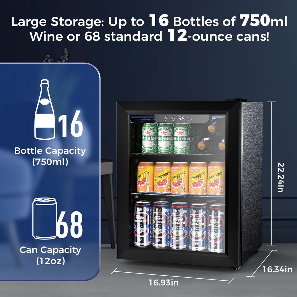 68 Cans Beverage Refrigerator Cooler
