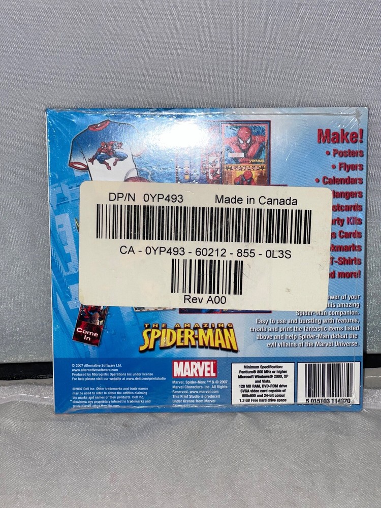 2007 Marvel The Amazing Spiderman Dell PC DVD Print Studio-NRFP
