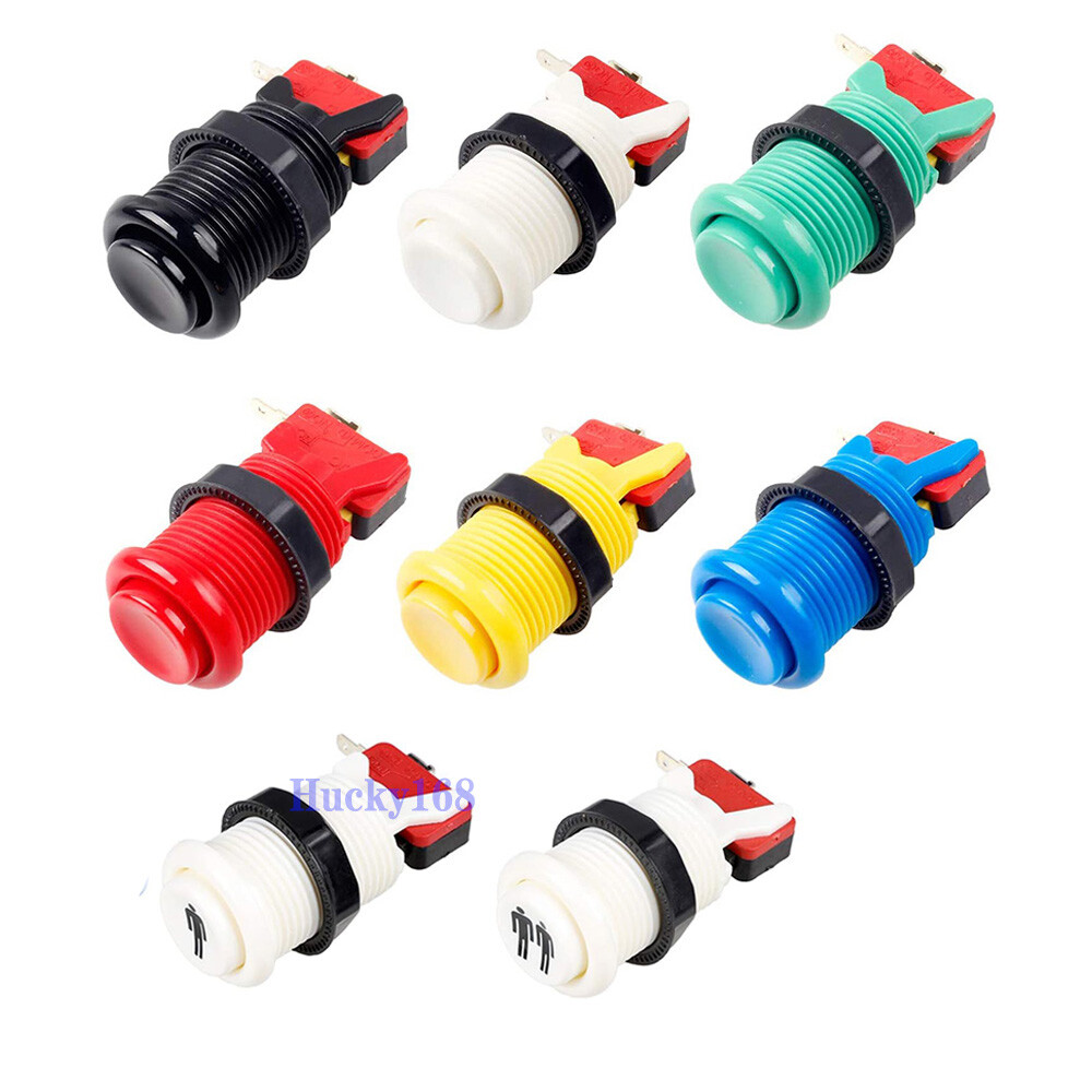 Arcade Game HAPP Style Push Button America with Microswitch 1 2 Player Start DIY