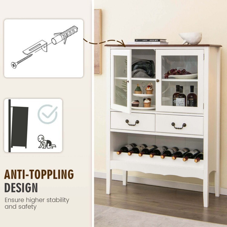 Sideboard Buffet Storage Cabinet Cupboard Kitchen With 3 Level Adjustable Shelf
