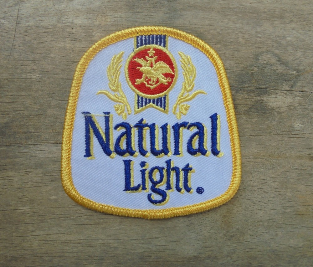NATURAL LIGHT BEER IRON ON PATCH  3 BY 2.75"