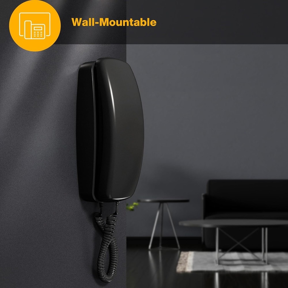 AT&T 210 Basic Trimline Corded Phone Single Line No AC Power Required Black