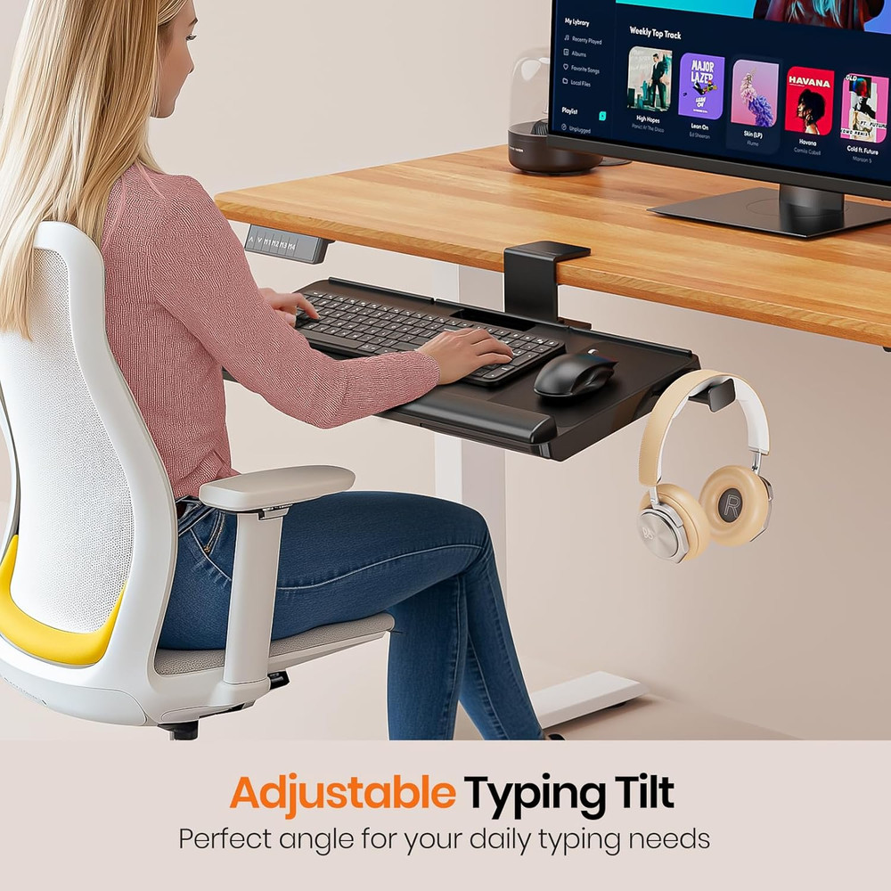 Klearlook Keyboard Tray under Desk with 360° Rotation, Ergonomic Computer Keyboa